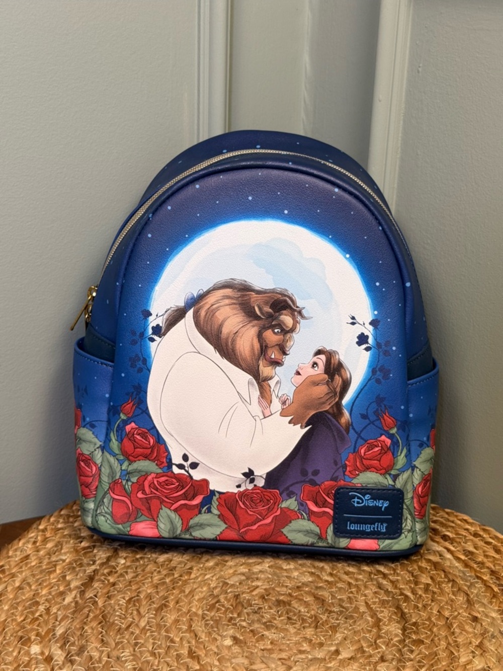 Disney x Loungefly Beauty & the Beast Mini Backpack Blue Red Floral Disney Parks